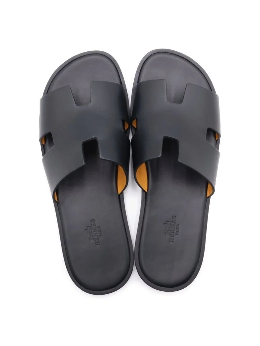 Hermes Izmir Leather Sandals Black